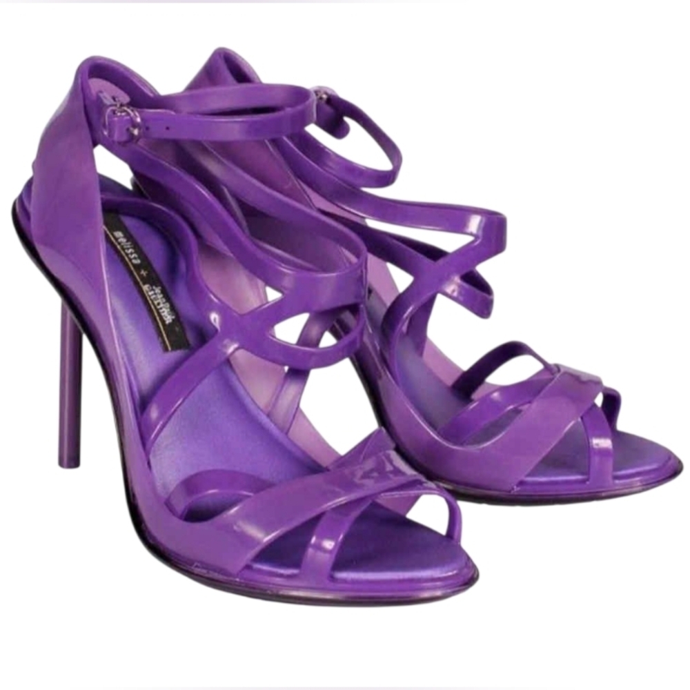 Melissa + Jean Paul Gaultier Purple Heels Strappy Size 8 Nwob